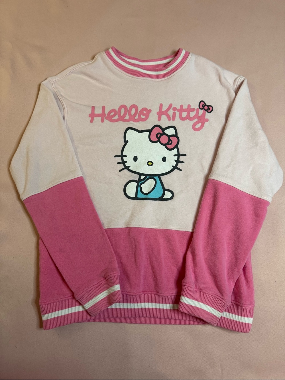 Sanrio Hello Kitty - Pink and White Colorblock Pullover Sweatshirt - Size XS